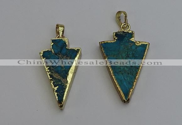 NGP6316 20*35mm - 25*40mm arrowhead sea sediment jasper pendants