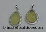 NGP6332 25*30mm teardrop lemon quartz pendants wholesale