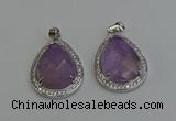 NGP6334 25*30mm teardrop light amethyst pendants wholesale