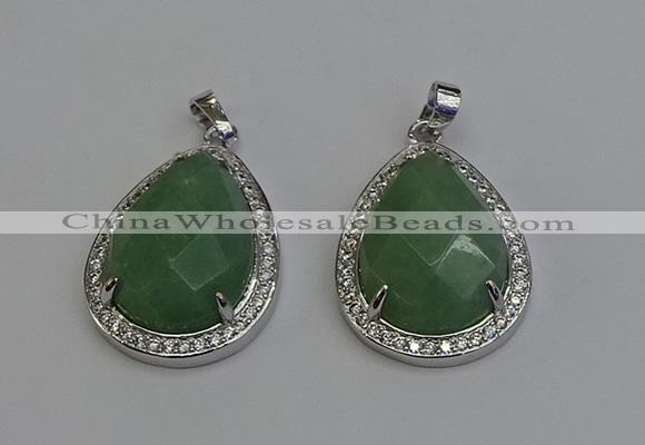 NGP6339 25*30mm teardrop green aventurine pendants wholesale