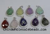 NGP6348 25*30mm teardrop mixed gemstone pendants wholesale