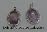NGP6353 25*30mm oval light amethyst pendants wholesale