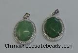 NGP6359 25*30mm oval green aventurine pendants wholesale