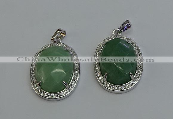 NGP6359 25*30mm oval green aventurine pendants wholesale