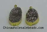 NGP6373 25*35mm - 26*40mm freeform plated druzy agate pendants