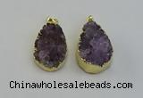 NGP6406 22*30mm - 25*35mm teardrop druzy amethyst pendants