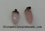 NGP6431 12*24mm - 15*30mm faceted bullet rose quartz pendants