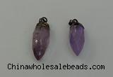 NGP6432 12*24mm - 15*30mm faceted bullet amethyst pendants