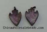 NGP6454 22*28mm - 25*35mm arrowhead amethyst gemstone pendants