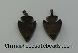 NGP6458 22*28mm - 25*35mm arrowhead smoky quartz pendants