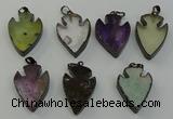 NGP6468 22*28mm - 25*35mm arrowhead mixed gemstone pendants