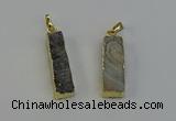 NGP6497 9*35mm - 10*30mm rectangle plated druzy agate pendants