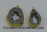 NGP6506 30*40mm - 35*45mm freeform plated druzy agate pendants