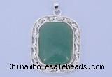 NGP652 5pcs 38*40mm rectangle brass with green aventurine pendants