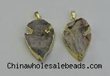 NGP6552 25*35mm - 26*40mm arrowhead druzy agate pendants