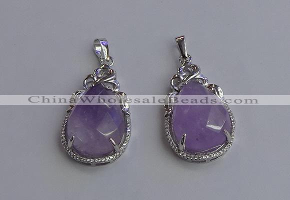 NGP6608 22*30mm faceted teardrop light amethyst gemstone pendants