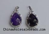 NGP6609 22*30mm faceted teardrop amethyst gemstone pendants