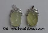 NGP6633 18*25mm faceted oval lemon quartz gemstone pendants