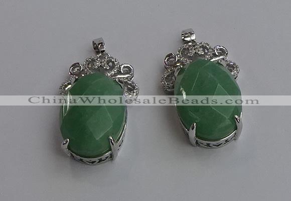 NGP6638 18*25mm faceted oval green aventurine gemstone pendants