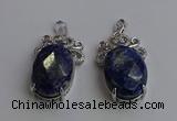 NGP6643 18*25mm faceted oval lapis lazuli gemstone pendants