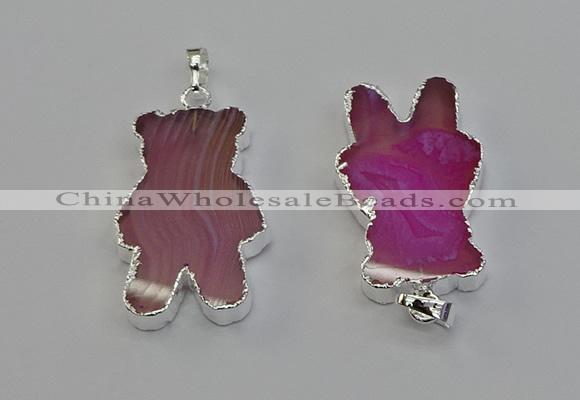 NGP6654 22*38mm Animal or V-shaped agate gemstone pendants