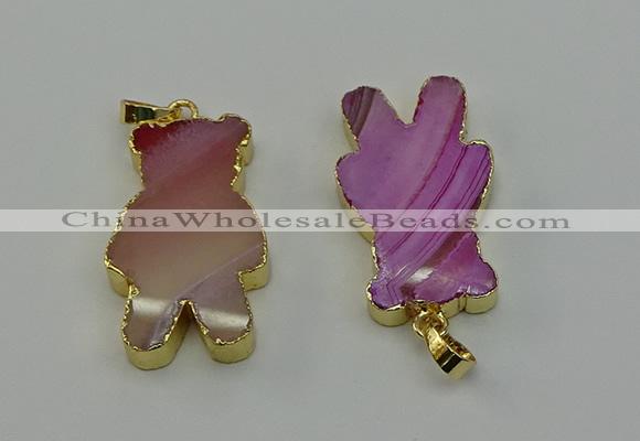 NGP6662 22*38mm Animal or V-shaped agate gemstone pendants