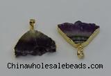 NGP6678 22*30mm - 25*35mm freeform druzy amethyst pendants