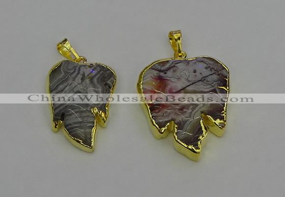 NGP6687 20*25mm - 25*30mm leaf agate gemstone pendants wholesale