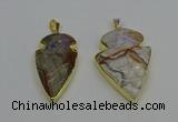 NGP6693 20*35mm - 30*45mm arrowhead agate gemstone pendants