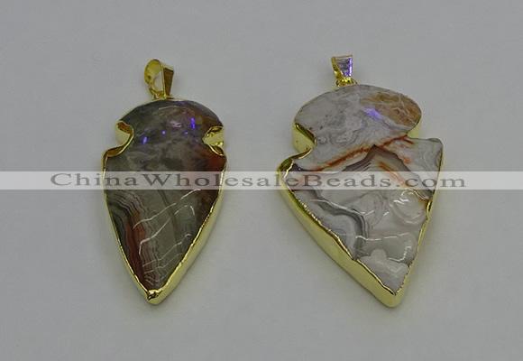 NGP6693 20*35mm - 30*45mm arrowhead agate gemstone pendants