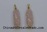 NGP6731 13*40mm sticks rose quartz gemstone pendants wholesale