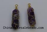 NGP6735 13*40mm sticks amethyst gemstone pendants wholesale