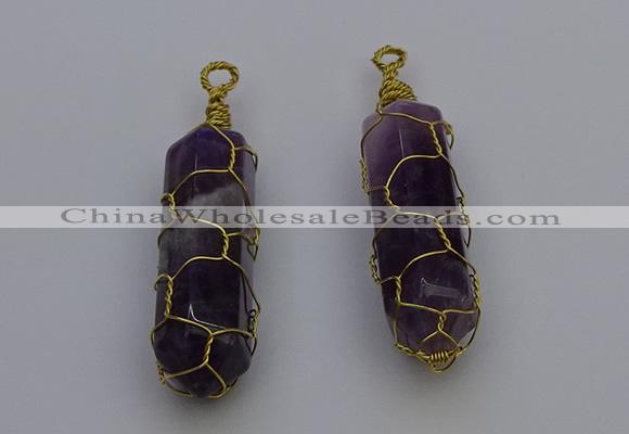 NGP6735 13*40mm sticks amethyst gemstone pendants wholesale