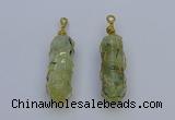 NGP6741 13*40mm sticks green rutilated quartz gemstone pendants