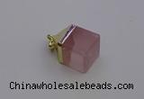 NGP6761 15*22mm cube rose quartz gemstone pendants wholesale