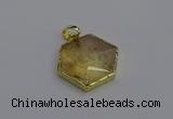 NGP6803 24*25mm hexagon citrine gemstone pendants wholesale