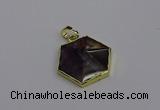 NGP6806 24*25mm hexagon amethyst gemstone pendants wholesale