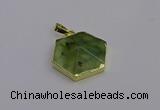 NGP6810 24*25mm hexagon green qutilated quartz pendants wholesale