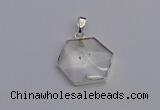 NGP6820 24*25mm hexagon white crystal gemstone pendants wholesale