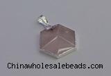 NGP6821 24*25mm hexagon rose quartz gemstone pendants wholesale