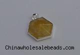 NGP6823 24*25mm hexagon citrine gemstone pendants wholesale