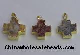 NGP6841 22*22mm - 24*24mm cross druzy agate pendants wholesale