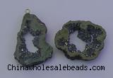NGP6847 35*45mm - 40*50mm freeform plated druzy agate pendants