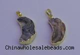 NGP6850 20*30mm - 22*35mm moon-shaped druzy agate pendants