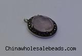 NGP6859 20*25mm oval rose quartz pendants wholesle