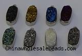 NGP6904 10*22mm - 12*25mm freeform plated druzy quartz pendants