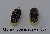 NGP6910 10*22mm - 12*25mm freeform plated druzy quartz pendants