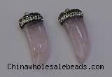 NGP6973 12*40mm - 15*45mm horn rose quartz pendants wholesale