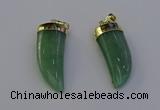 NGP6999 12*40mm - 15*45mm horn green aventurine pendants wholesale