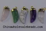 NGP7008 12*40mm - 15*45mm horn mixed gemstone pendants